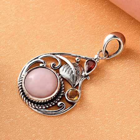 Artisan Crafted Peruvian Pink Opal and Multi Gemstone Pendant in Sterling Silver 4.75 ctw image number 1