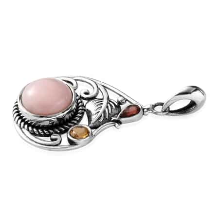 Artisan Crafted Peruvian Pink Opal and Multi Gemstone Pendant in Sterling Silver 4.75 ctw image number 2