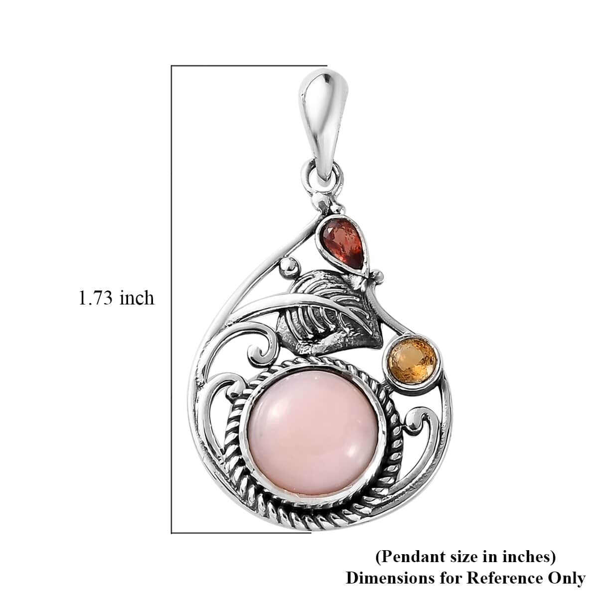 Artisan Crafted Peruvian Pink Opal and Multi Gemstone Pendant in Sterling Silver 4.75 ctw image number 4