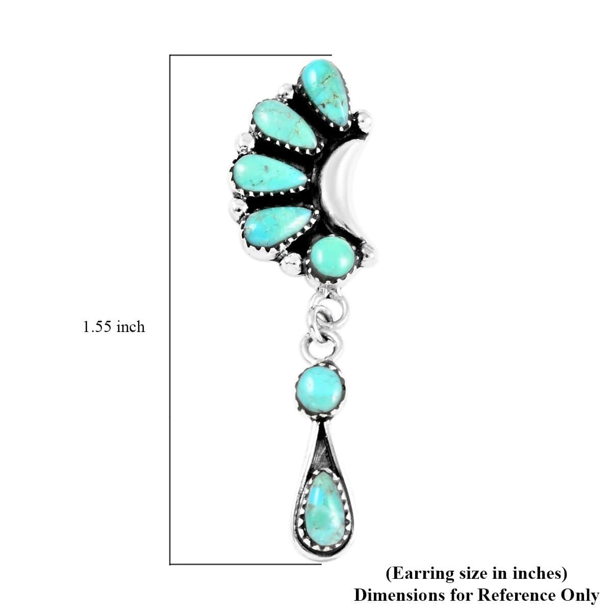 Santa Fe Style Kingman Turquoise Earrings in Sterling Silver 6.00 ctw image number 4