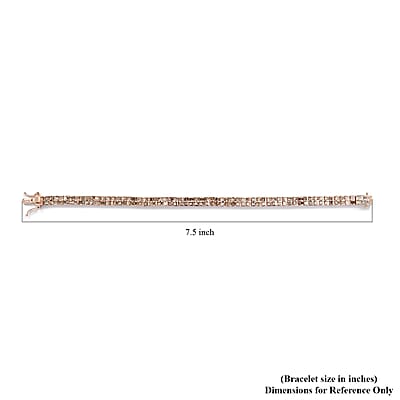 Natural Champagne Diamond Tennis Bracelet in Vermeil Rose Gold Over Sterling Silver (7.25 In) 5.00 ctw