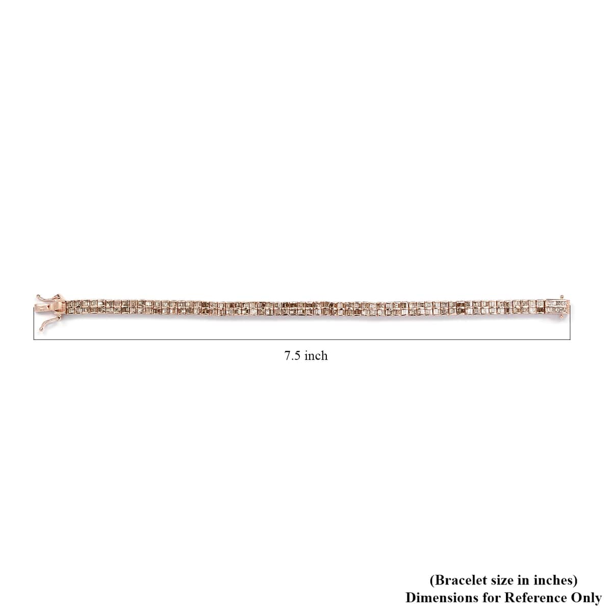 Natural Champagne Diamond Tennis Bracelet in Vermeil Rose Gold Over Sterling Silver (7.25 In) 5.00 ctw image number 4