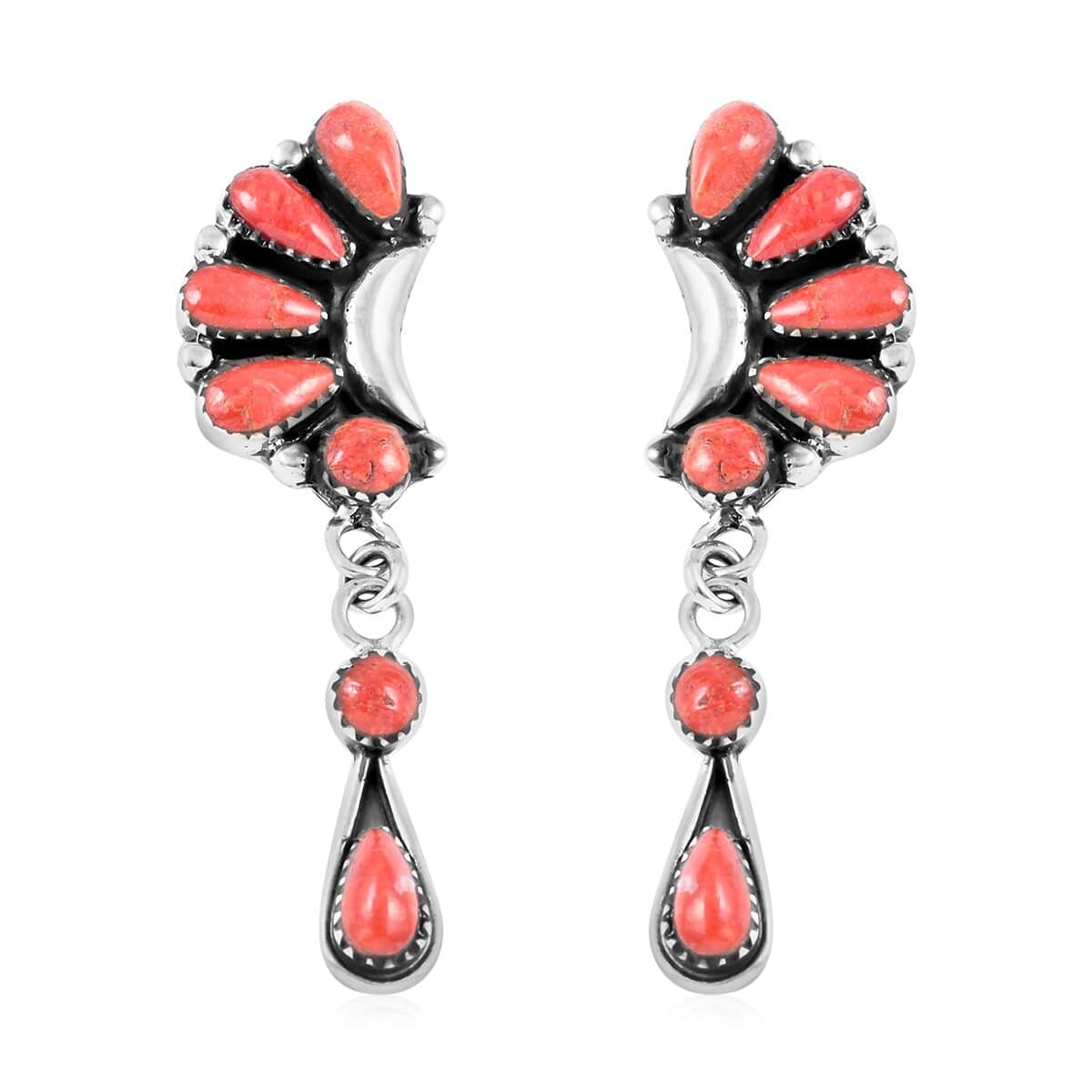 SANTA FE Style Coral Earrings in Sterling Silver image number 0
