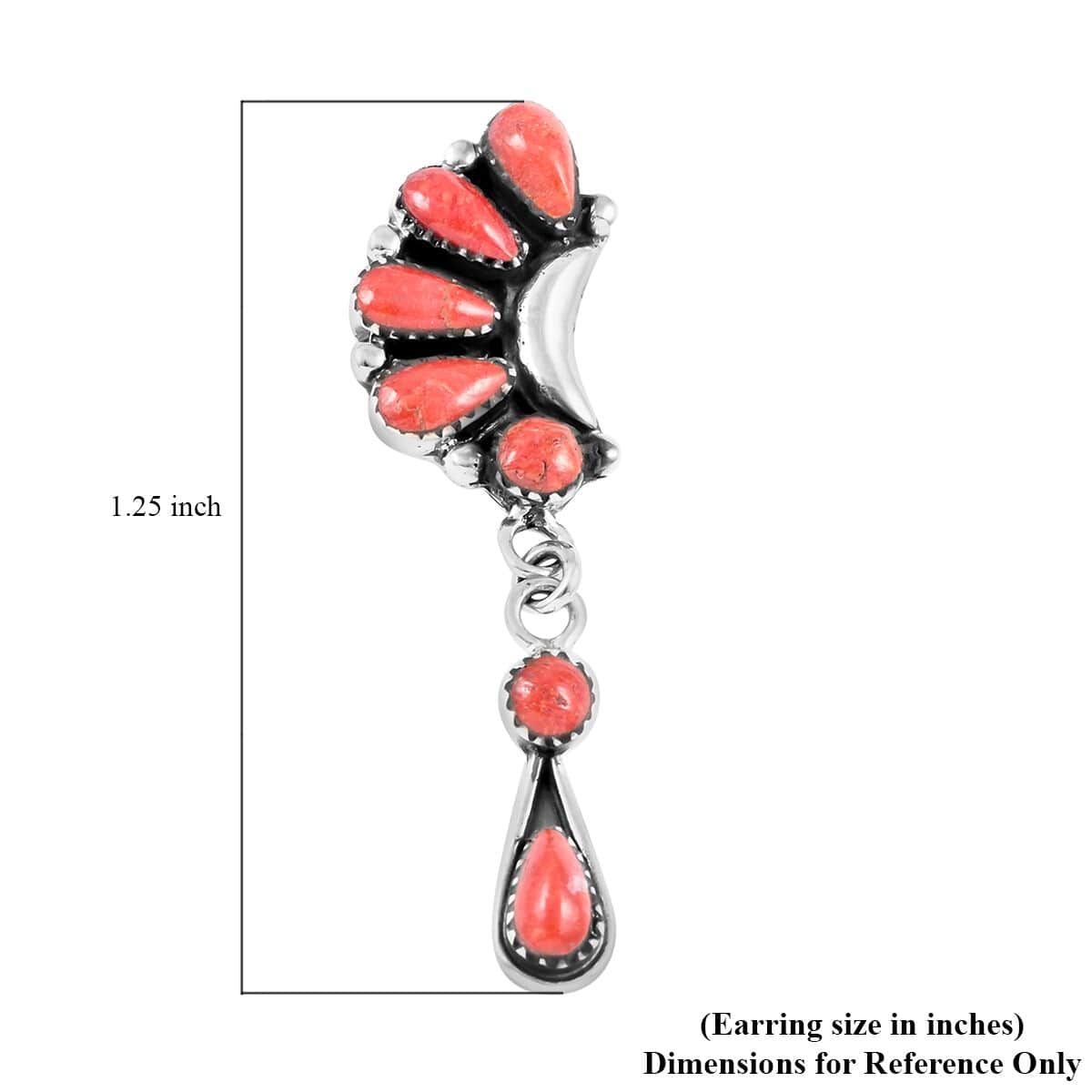 SANTA FE Style Coral Earrings in Sterling Silver image number 4