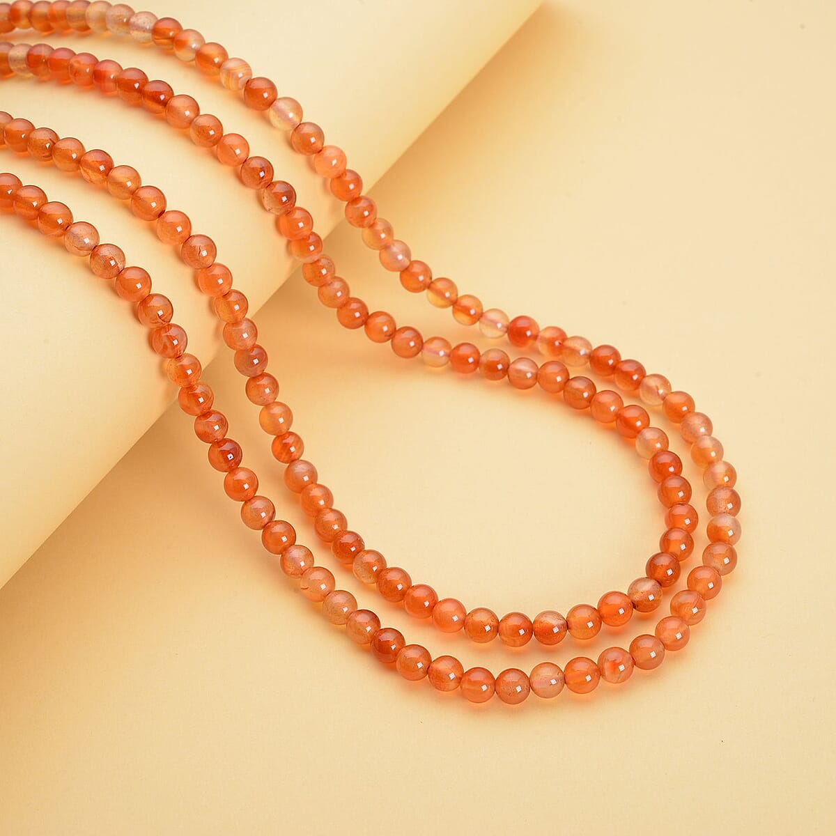 Enhanced Orange Color Agate Beaded Endless Necklace 60 Inches 400.00 ctw image number 1
