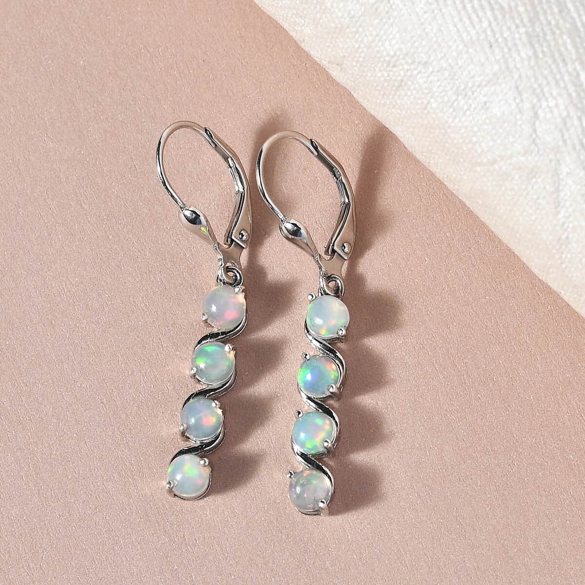 Premium Ethiopian Welo Opal Lever Back Earrings in Platinum Over Sterling Silver 1.35 ctw image number 1