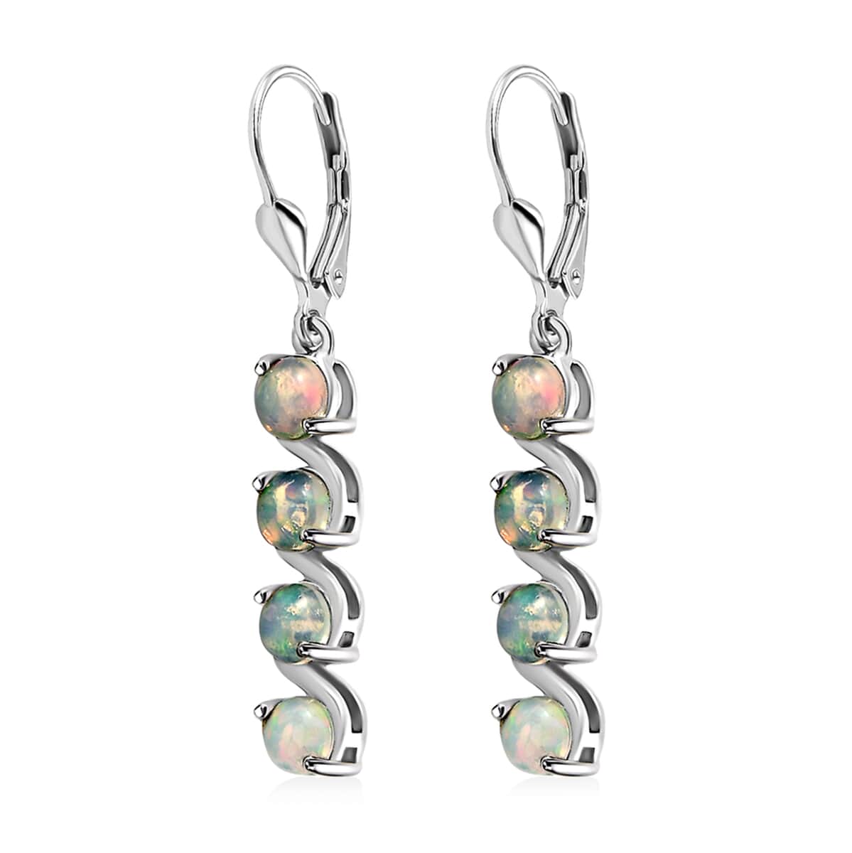 Premium Ethiopian Welo Opal Lever Back Earrings in Platinum Over Sterling Silver 1.35 ctw image number 3