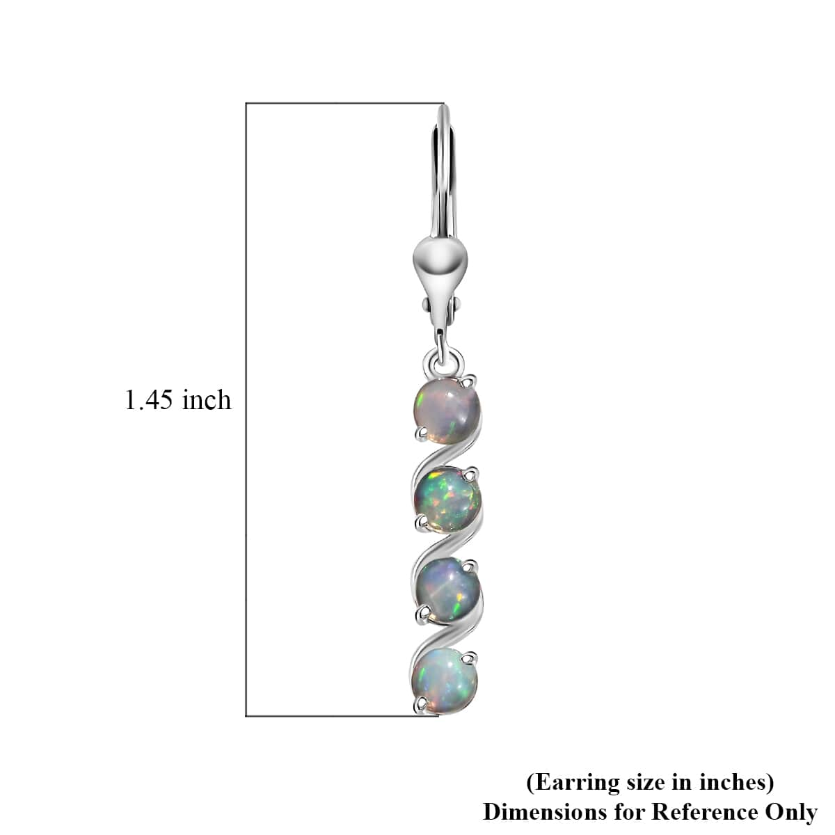 Premium Ethiopian Welo Opal Lever Back Earrings in Platinum Over Sterling Silver 1.35 ctw image number 5