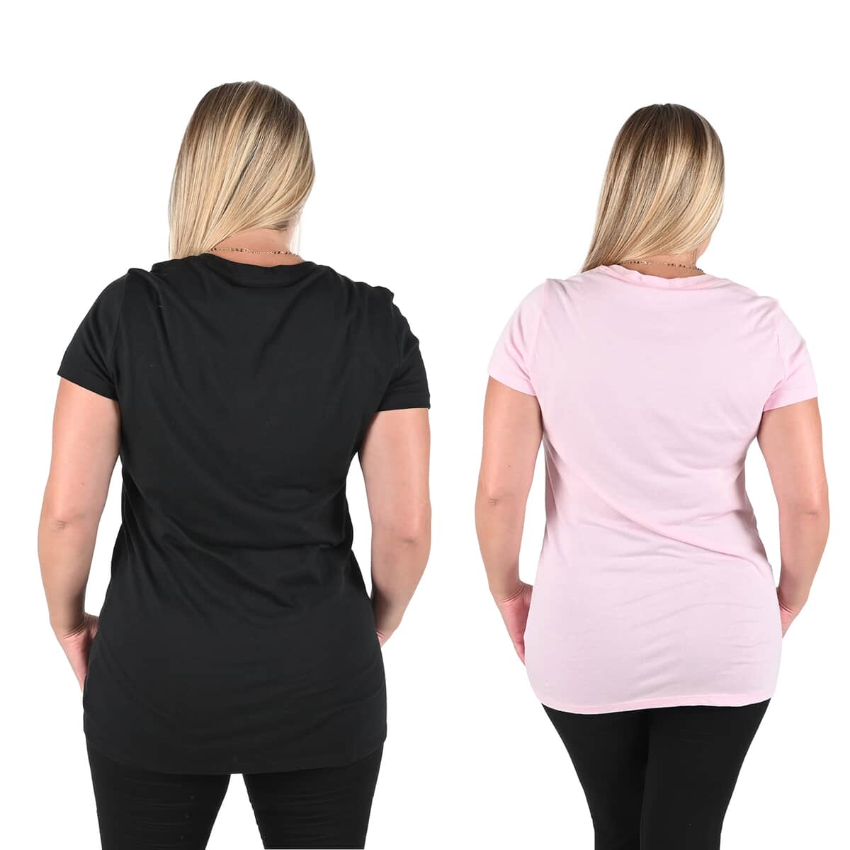 TLV HANES 2 pack V-Neck T-Shirts - Black and Pink - L (Shipped in 7-10 business days) image number 1