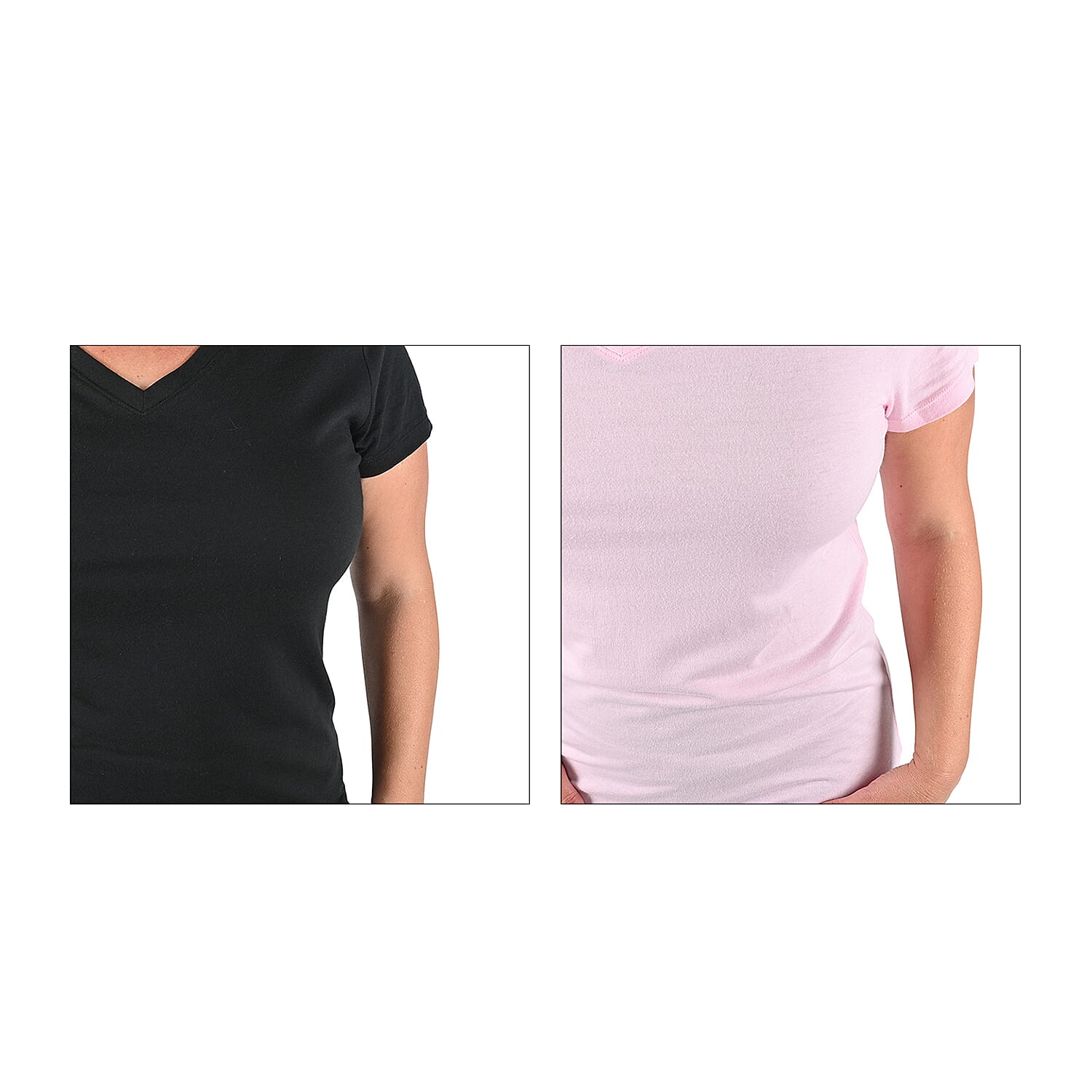 Hanes 2 pack V-Neck T-Shirts - Black and Pink - L