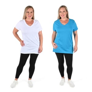 Hanes 2 pack V-Neck T-Shirts - White and Blue - S