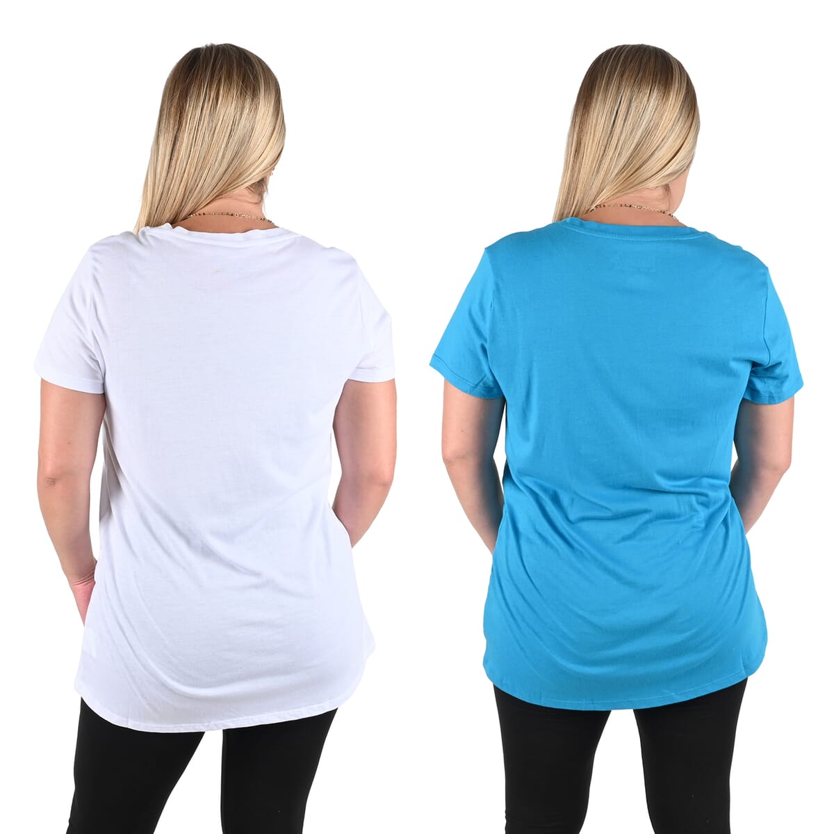 Hanes 2 pack V-Neck T-Shirts - White and Blue - S image number 1