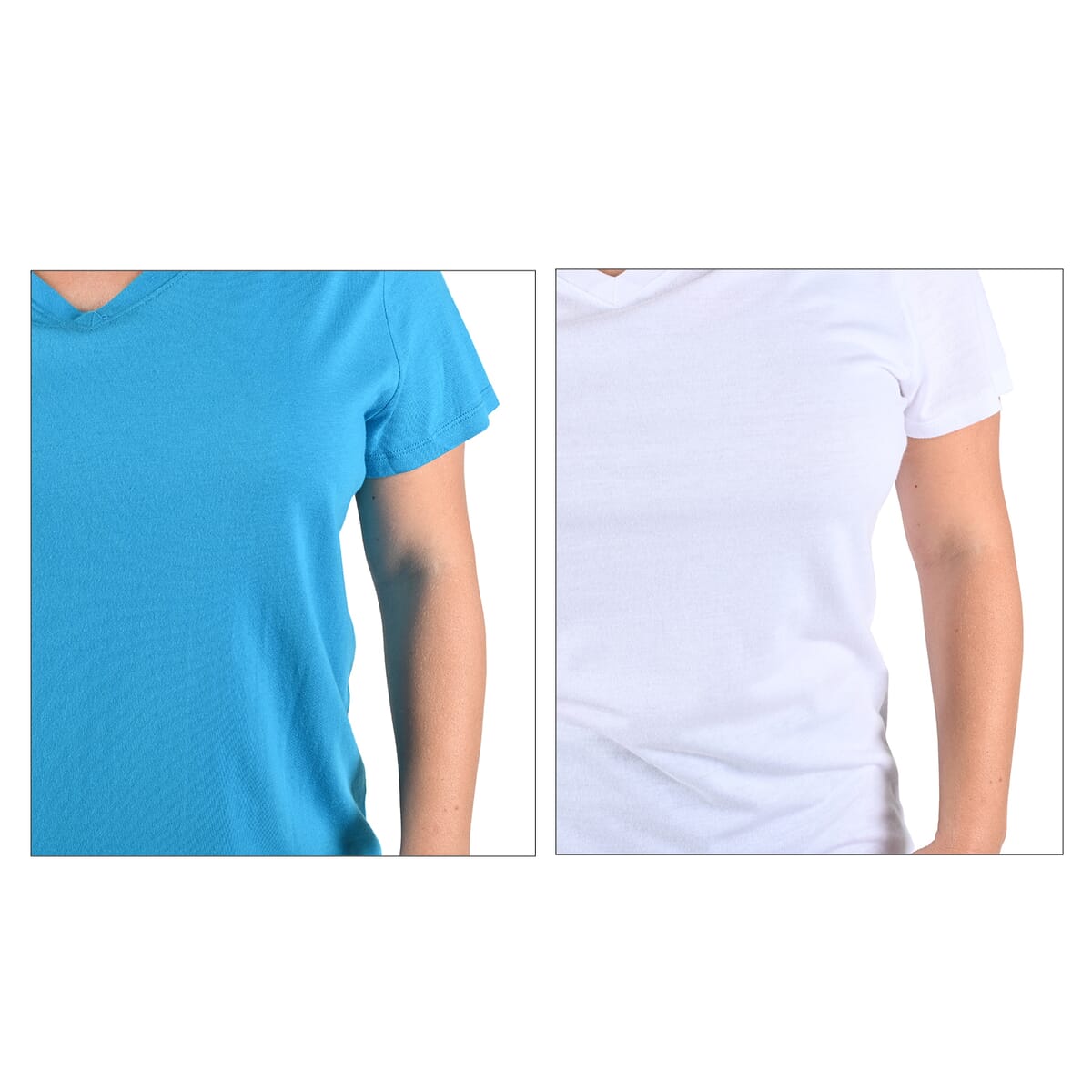 Hanes 2 pack V-Neck T-Shirts - White and Blue - S image number 4