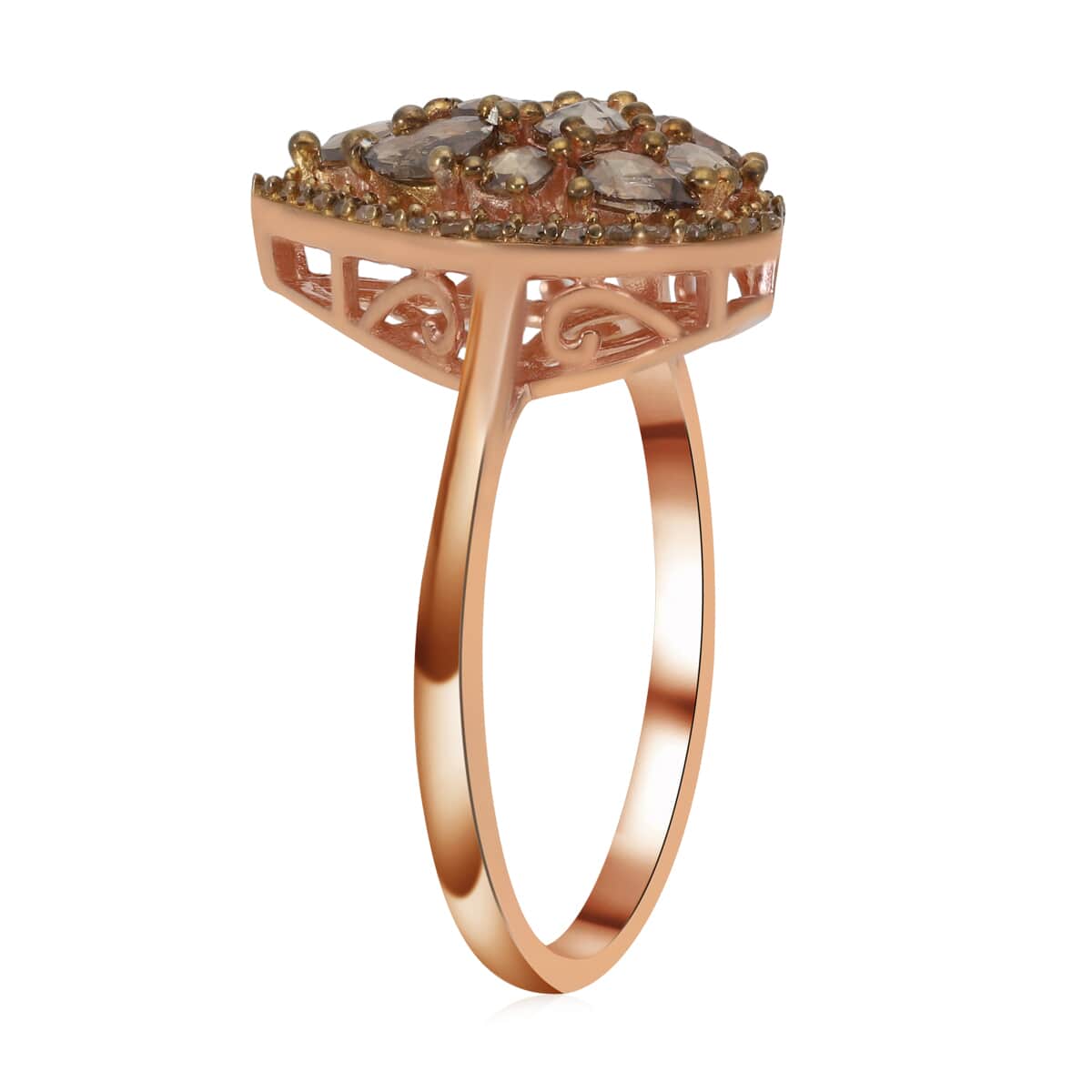 LUXORO 10K Rose Gold Natural Champagne Diamond Ring (Size 8.0) 3.80 Grams 1.00 ctw image number 3