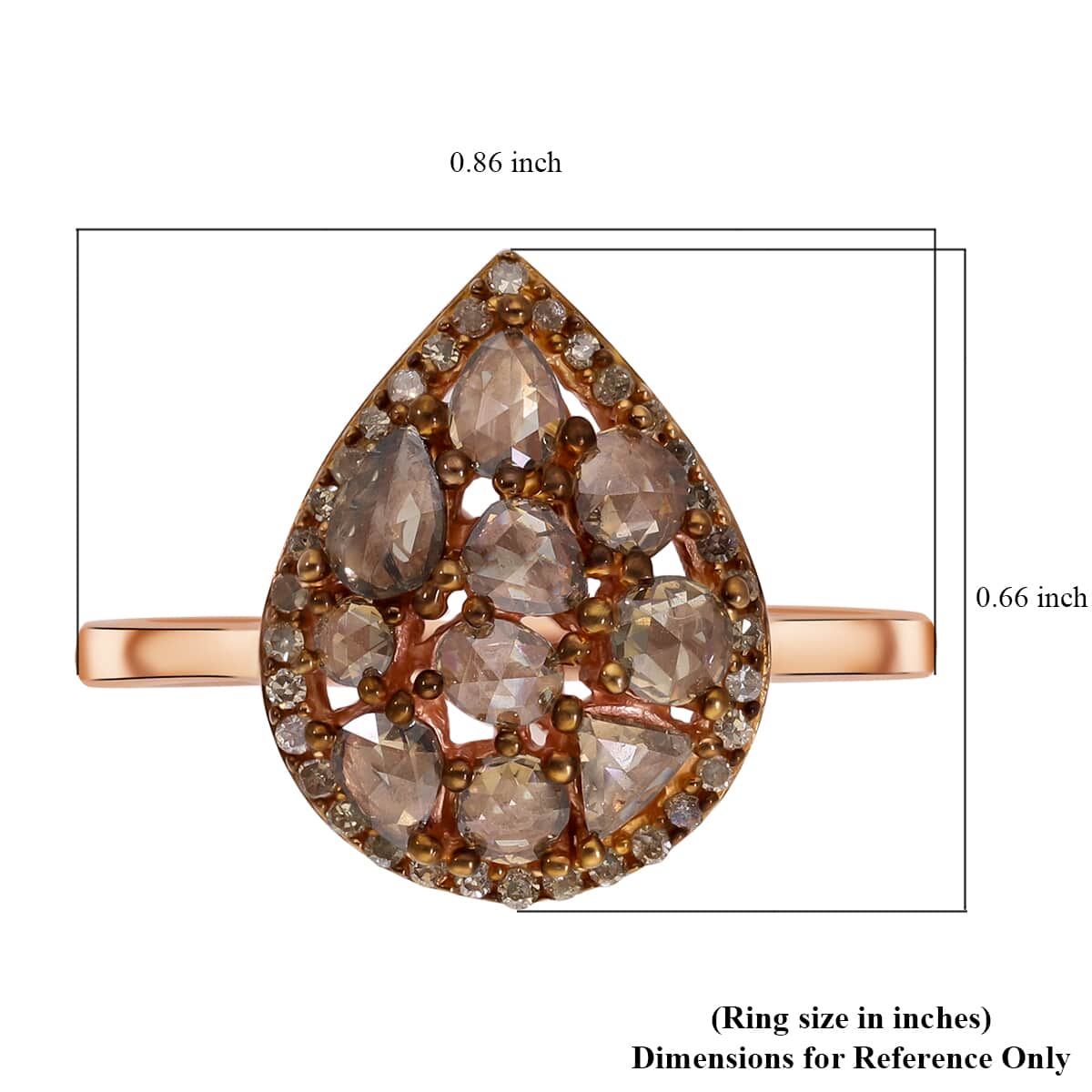 Luxoro 10K Rose Gold Natural Champagne Diamond Ring (Size 10.0) 1.00 ctw image number 5