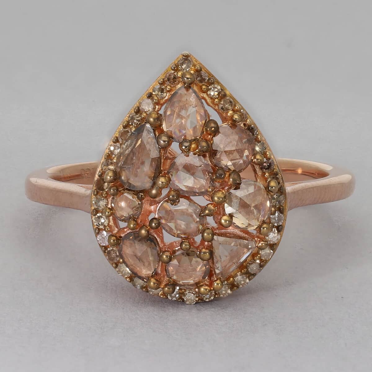 Luxoro 10K Rose Gold Natural Champagne Diamond Ring (Size 6.0) 1.00 ctw image number 1