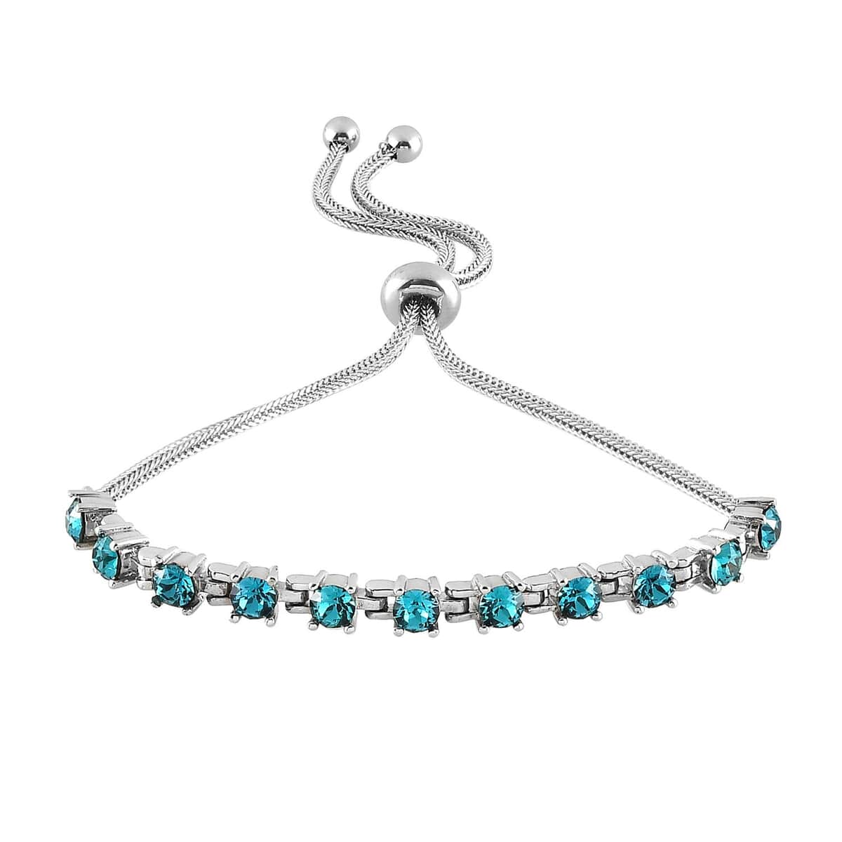 Blue Zircon Crystal Bolo Bracelet in Stainless Steel 2.00 ctw image number 0