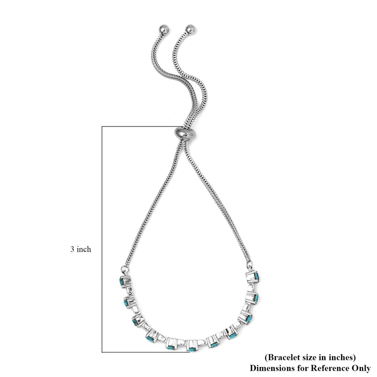 Blue Zircon Crystal Bolo Bracelet in Stainless Steel 2.00 ctw image number 4