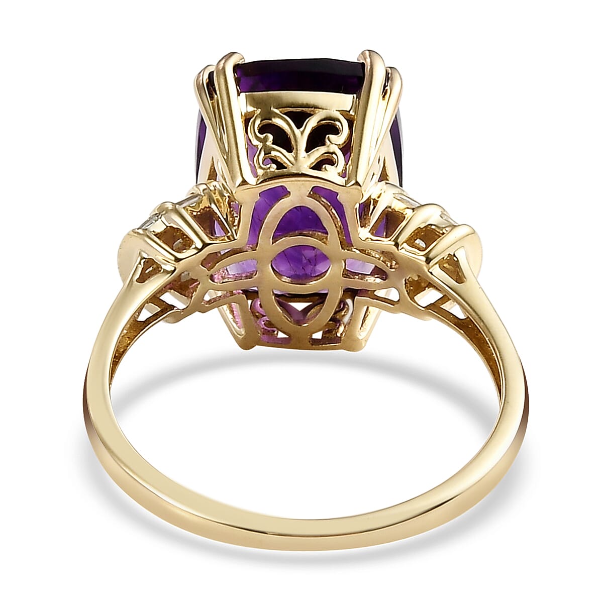 Luxoro 10K Yellow Gold AAA Moroccan Amethyst and Diamond Ring (Size 10.0) 3.35 Grams 7.00 ctw image number 4