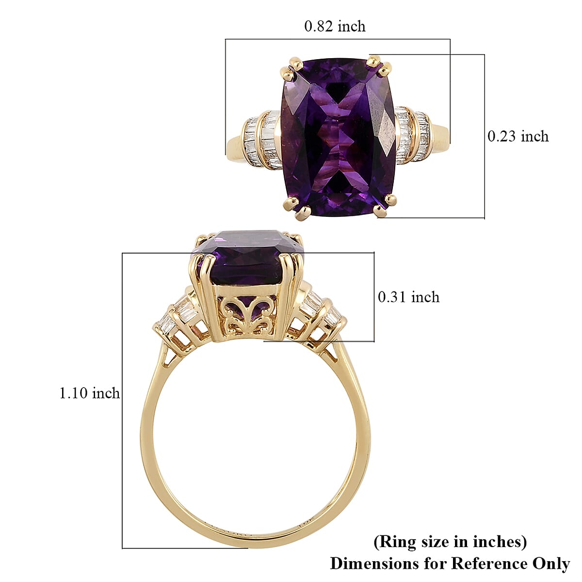Luxoro 10K Yellow Gold AAA Moroccan Amethyst and Diamond Ring (Size 10.0) 3.35 Grams 7.00 ctw image number 5