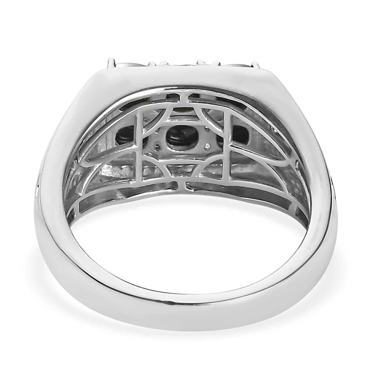 Natural Thai Black Spinel Multi Gemstone Men's Ring in Platinum Over Sterling Silver 7.70 Grams 3.40 ctw image number 4