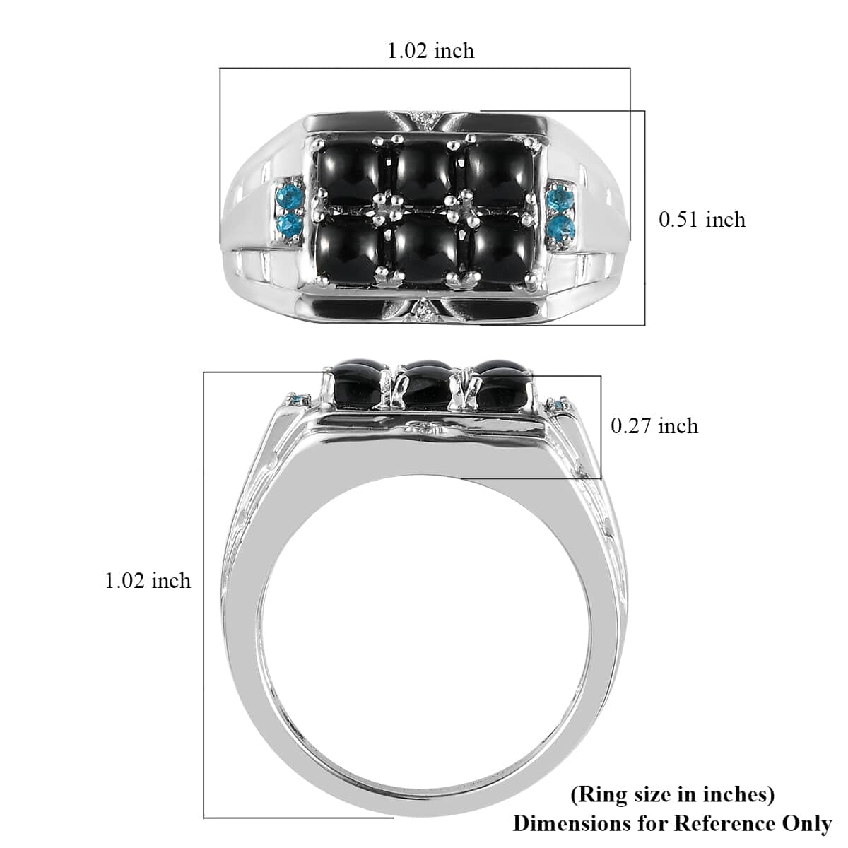 Natural Thai Black Spinel Multi Gemstone Men's Ring in Platinum Over Sterling Silver 7.70 Grams 3.40 ctw image number 5