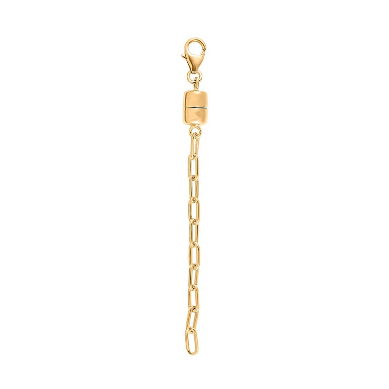 D'Joy 14K Yellow Gold Over Sterling Silver Paper Clip Extender Chain with Magnet and Lobster Lock (3.25In) 2.20 Grams , Chain Extender , Sterling Silver Necklace Extender