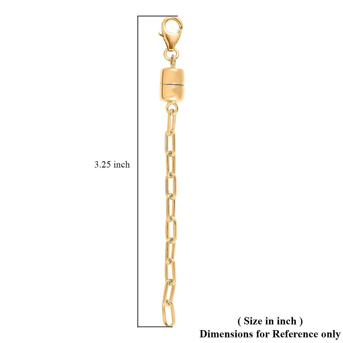 D'Joy 14K Yellow Gold Over Sterling Silver Paper Clip Extender Chain with Magnet and Lobster Lock (3.25In) 2.20 Grams , Chain Extender , Sterling Silver Necklace Extender