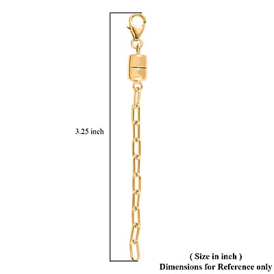 D'Joy 14K Yellow Gold Over Sterling Silver Paper Clip Extender Chain with Magnet and Lobster Lock (3.25In) 2.20 Grams , Chain Extender , Sterling Silver Necklace Extender