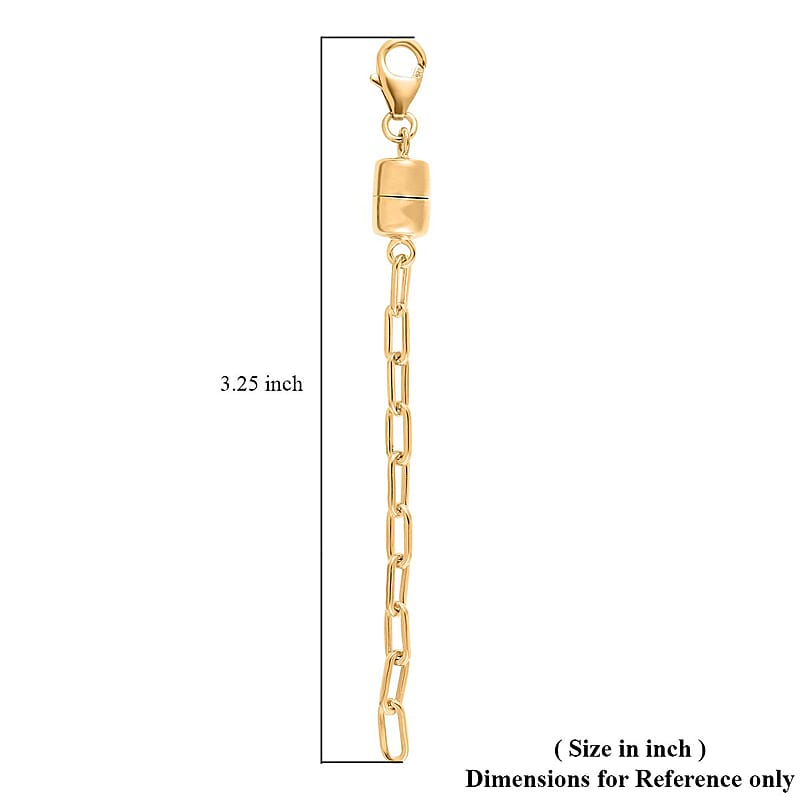 D'Joy 14K Yellow Gold Over Sterling Silver Paper Clip Extender Chain with Magnet and Lobster Lock (3.25In) 2.20 Grams , Chain Extender , Sterling Silver Necklace Extender