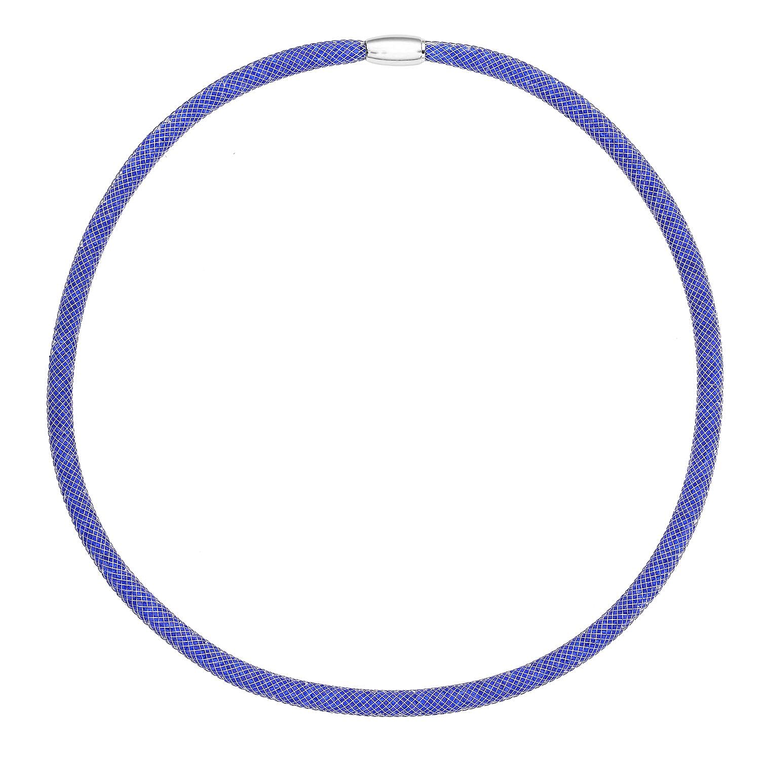 Blue Austrian Crystal Necklace 20 Inches in Silvertone