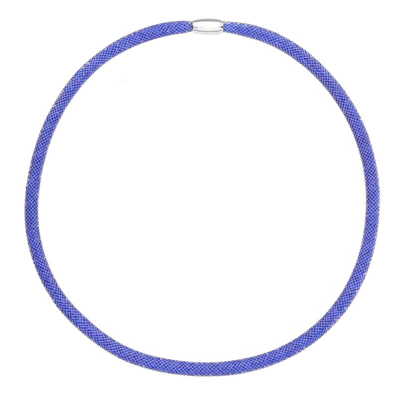 Blue Austrian Crystal Necklace 20 Inches in Silvertone
