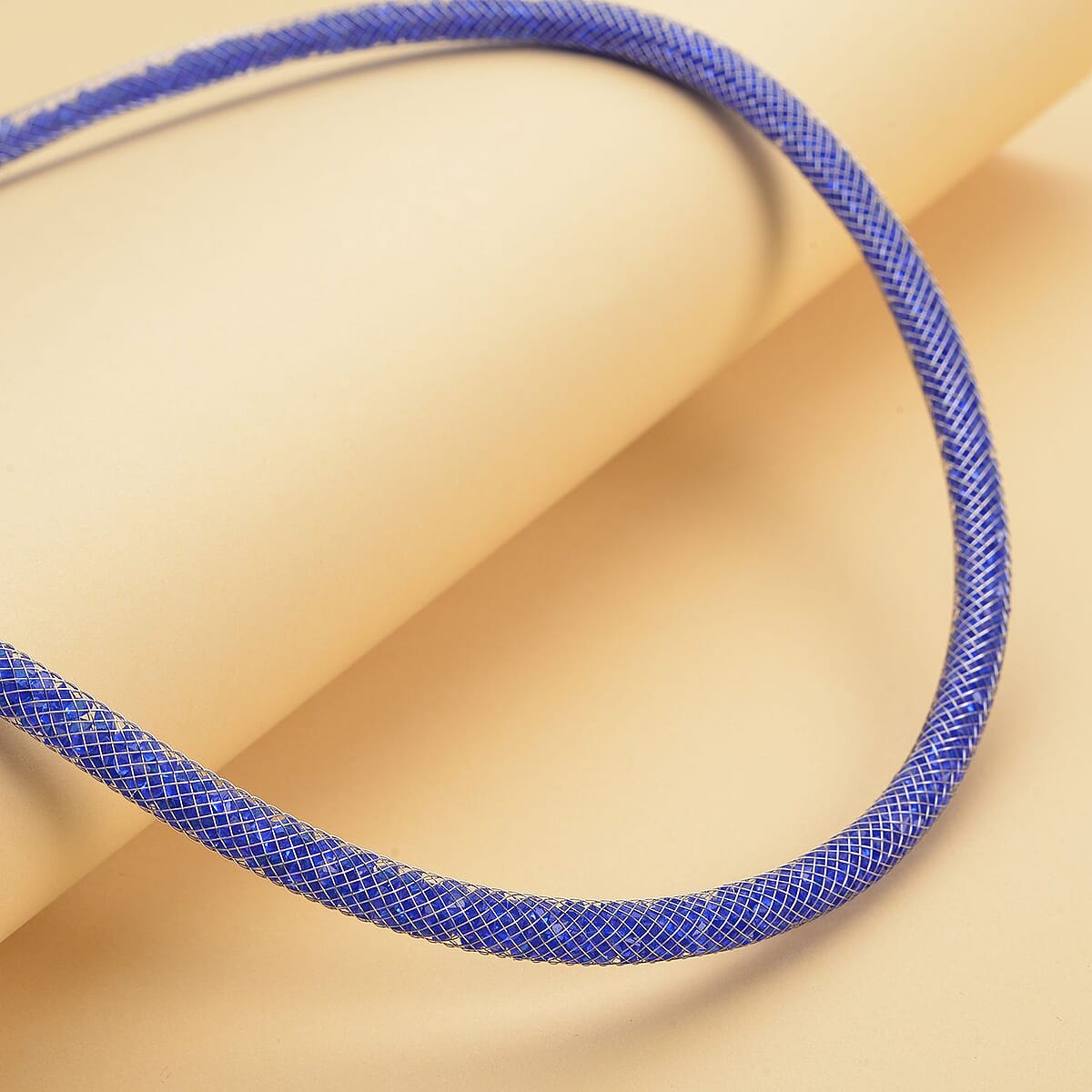 Blue Austrian Crystal Necklace 20 Inches in Silvertone image number 1