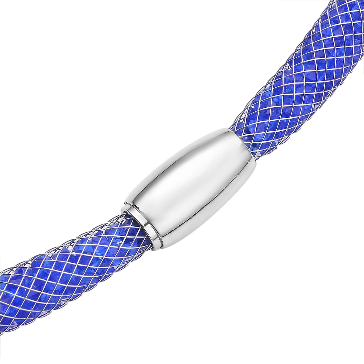 Blue Austrian Crystal Necklace 20 Inches in Silvertone image number 3