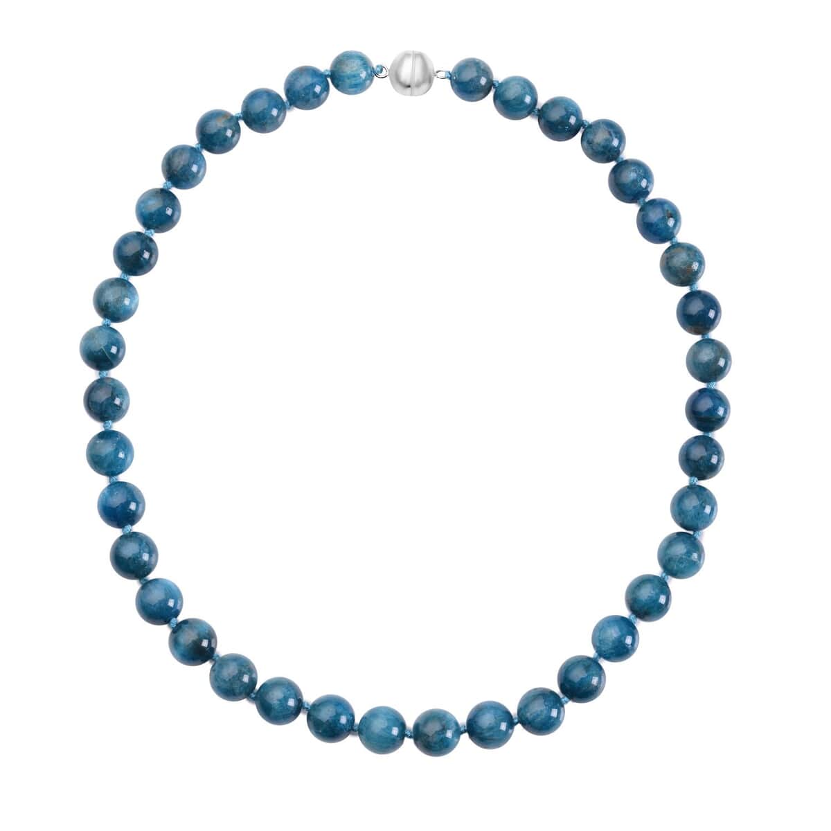 Malgache Neon Apatite Beaded Necklace 20 Inches with Magnetic Lock in Rhodium Over Sterling Silver 537.00 ctw image number 0