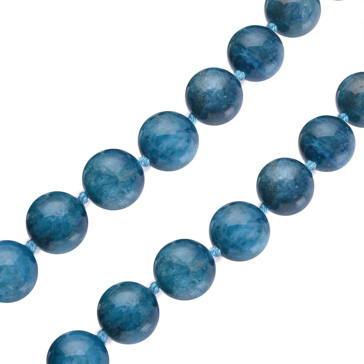 Malgache Neon Apatite Beaded Necklace 20 Inches with Magnetic Lock in Rhodium Over Sterling Silver 537.00 ctw image number 3