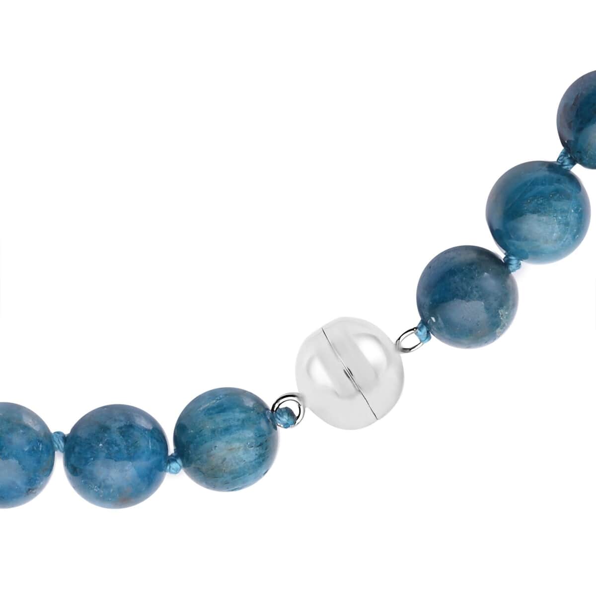 Malgache Neon Apatite Beaded Necklace 20 Inches with Magnetic Lock in Rhodium Over Sterling Silver 537.00 ctw image number 4