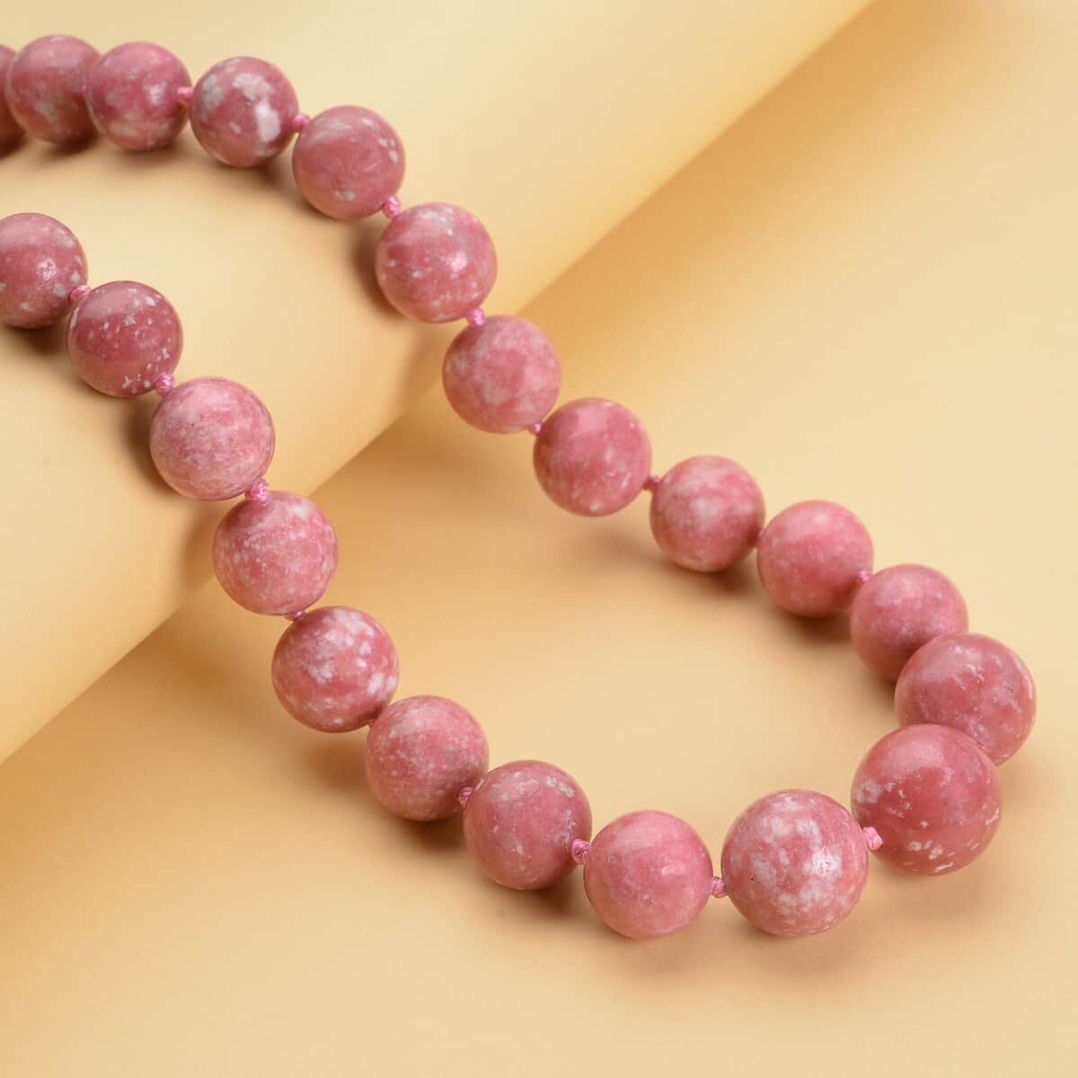 Thulite Beaded Necklace 20 Inches with Magnetic Lock in Rhodium Over Sterling Silver 613.00 ctw image number 1