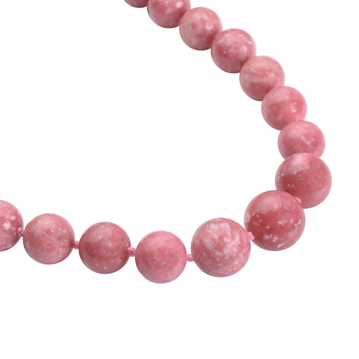 Thulite Beaded Necklace 20 Inches with Magnetic Lock in Rhodium Over Sterling Silver 613.00 ctw image number 2