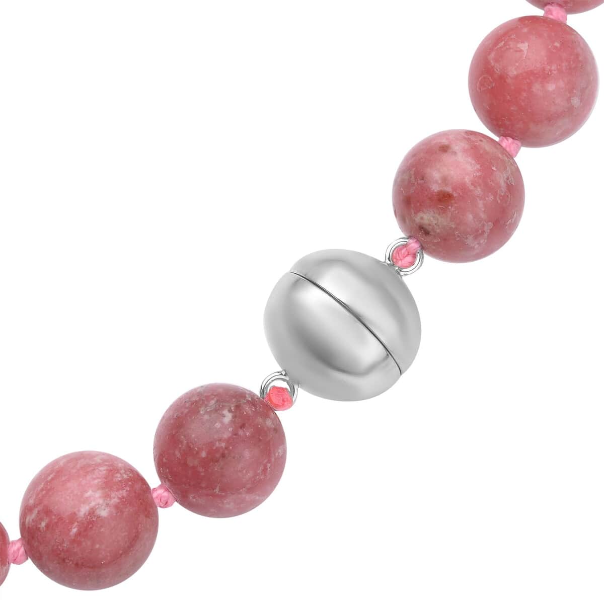 Thulite Beaded Necklace 20 Inches with Magnetic Lock in Rhodium Over Sterling Silver 613.00 ctw image number 4