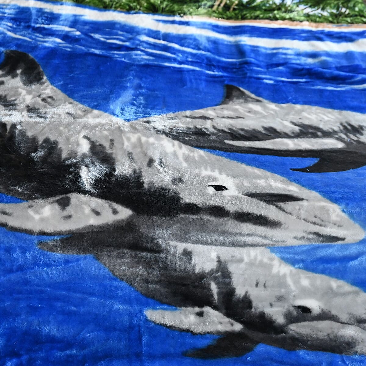 Dahdoul Blue Dolphin Microfiber Flannel Blanket -Queen image number 2