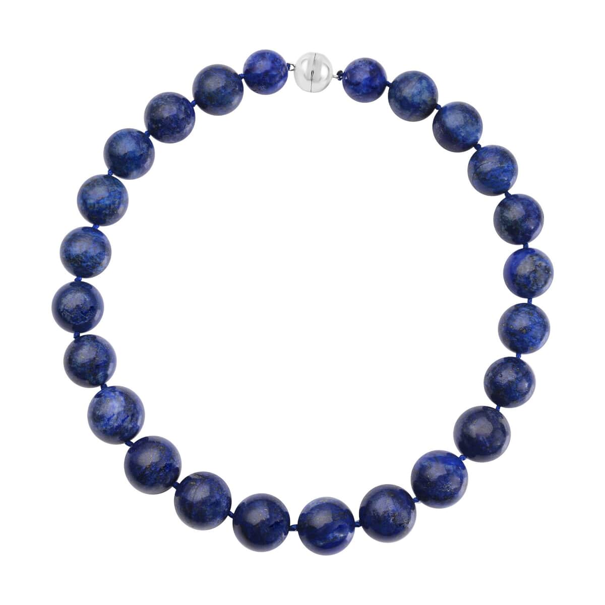 Lapis Lazuli Beaded Necklace 20 Inches with Magnetic Lock in Rhodium Over Sterling Silver 1269.00 ctw image number 0
