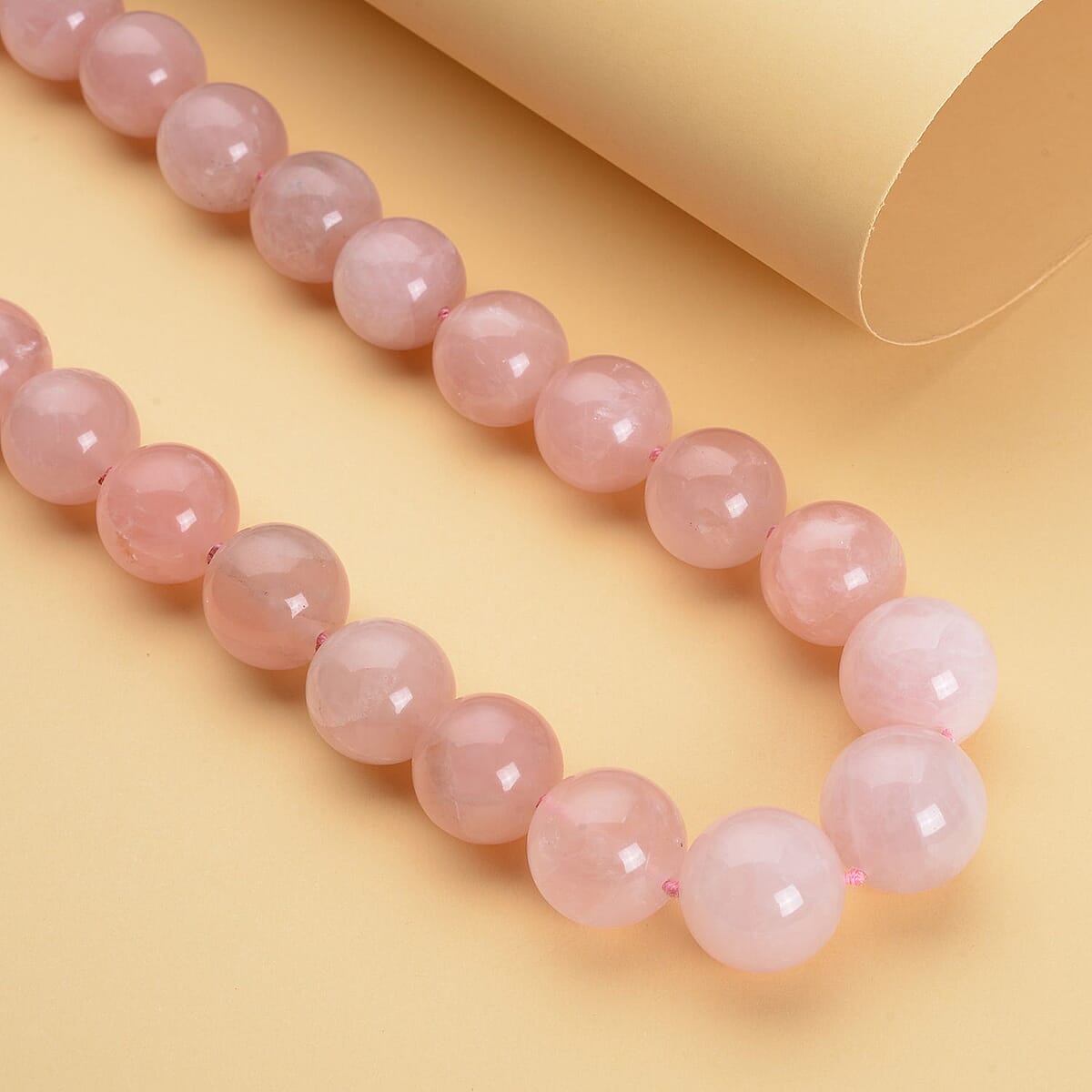 Galilea Rose Quartz Beaded Necklace 20 Inches with Magnetic Lock in Rhodium Over Sterling Silver 1107.50 ctw image number 1