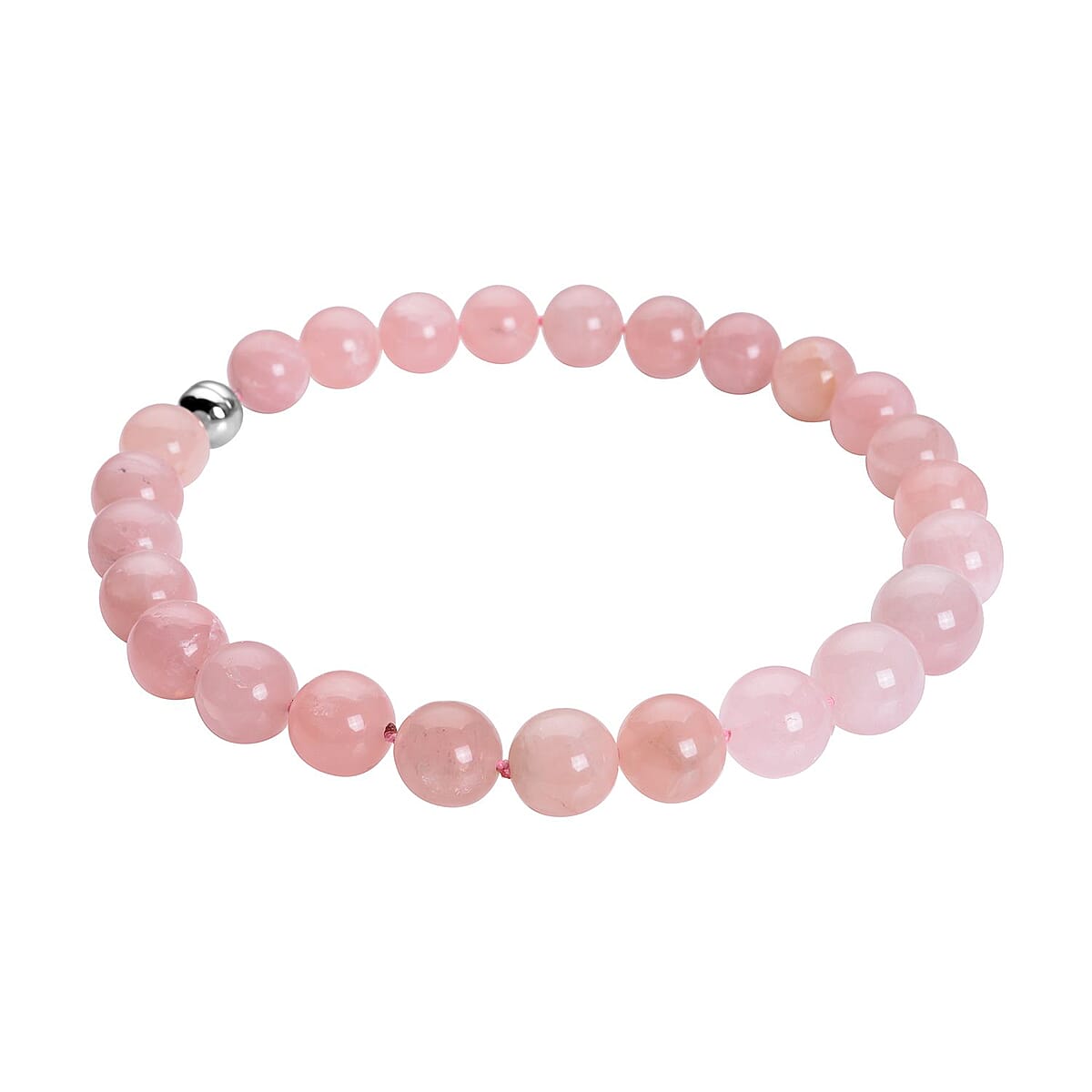 Galilea Rose Quartz Beaded Necklace 20 Inches with Magnetic Lock in Rhodium Over Sterling Silver 1107.50 ctw image number 2