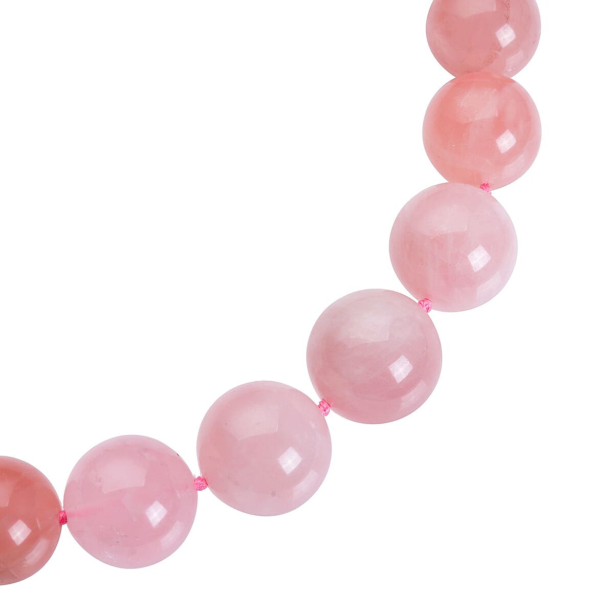 Galilea Rose Quartz Beaded Necklace 20 Inches with Magnetic Lock in Rhodium Over Sterling Silver 1107.50 ctw image number 3
