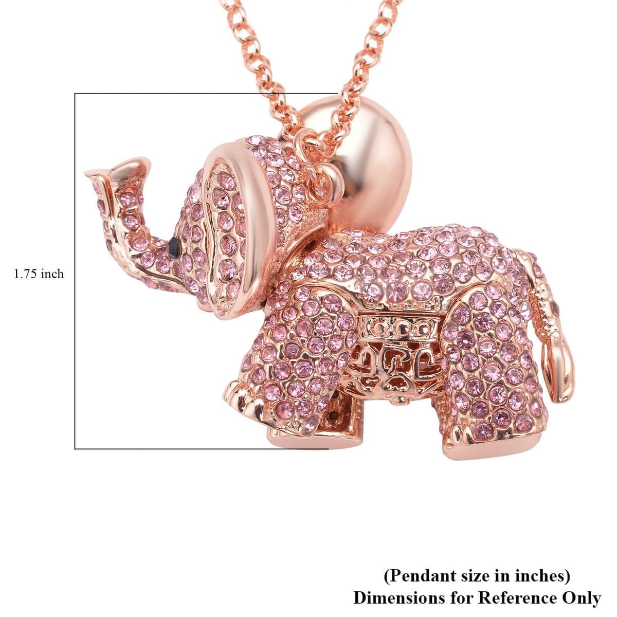 Pink and Black Austrian Crystal Elephant Pendant Necklace in Rosetone 24 Inches image number 6