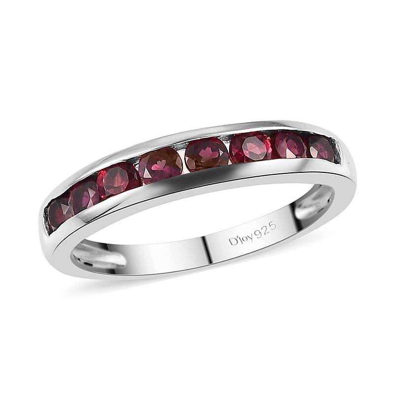 Anthill Garnet Half Eternity Band Ring in Platinum Over Sterling Silver (Size 10.0) 0.65 ctw