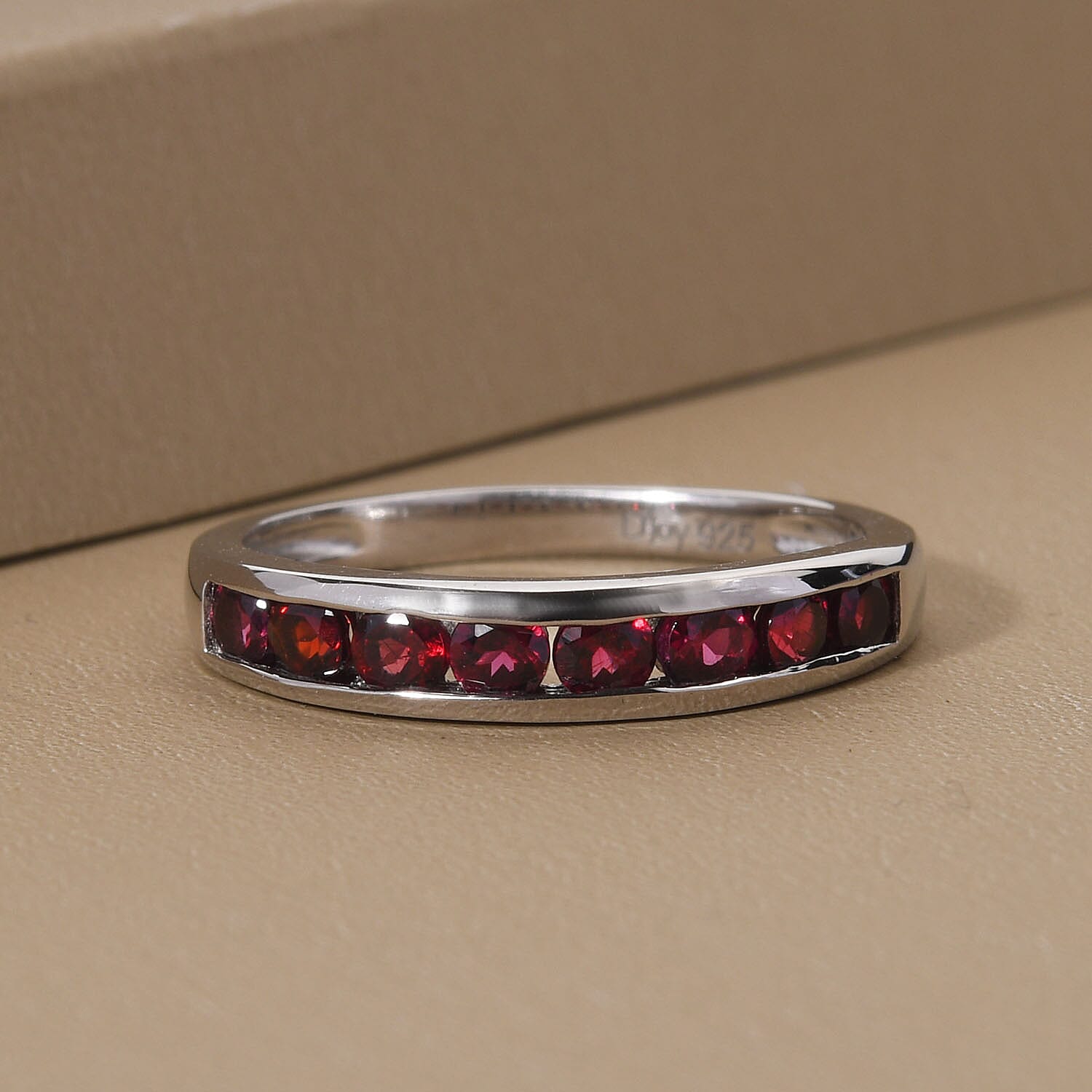 Anthill Garnet Half Eternity Band Ring in Platinum Over Sterling Silver (Size 10.0) 0.65 ctw