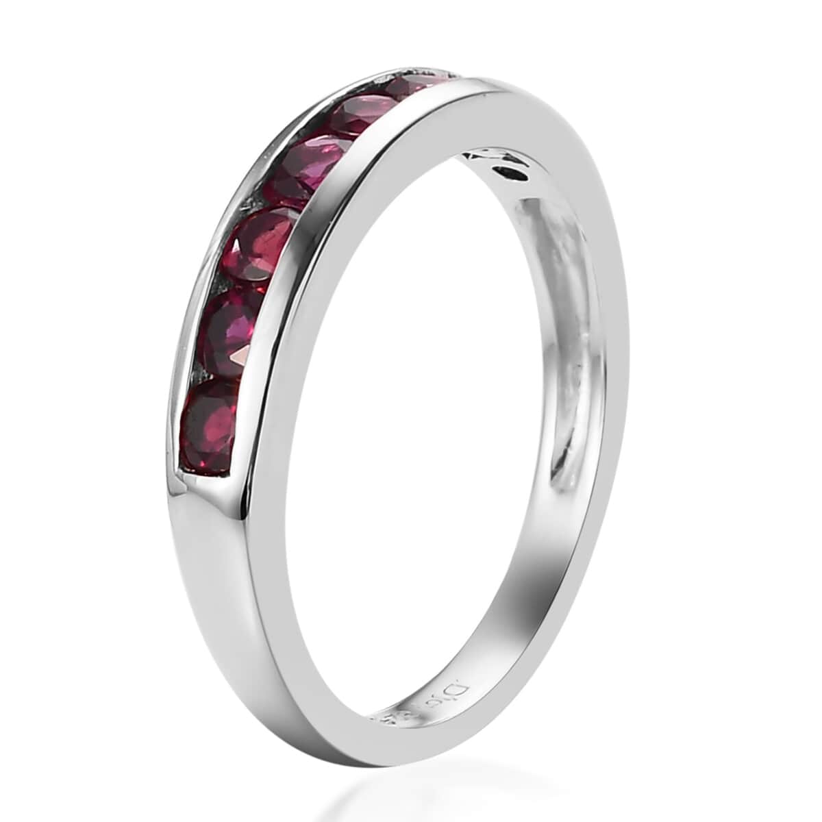 American Arizona Anthill Garnet Half Eternity Band Ring in Platinum Over Sterling Silver (Size 10.0) 0.65 ctw image number 3
