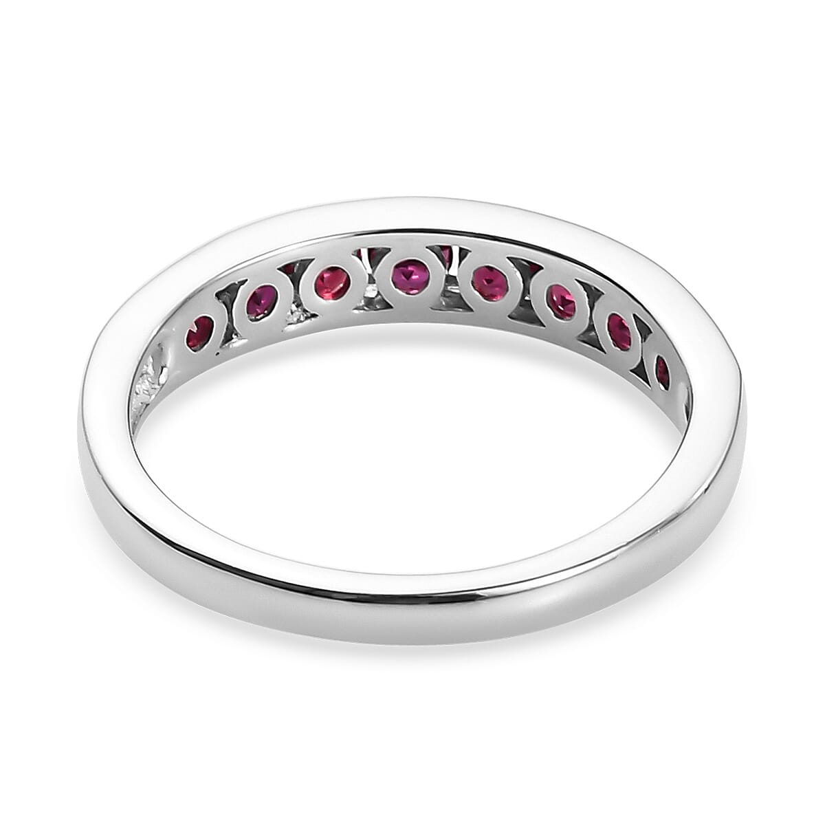 Anthill Garnet Half Eternity Band Ring in Platinum Over Sterling Silver (Size 10.0) 0.65 ctw